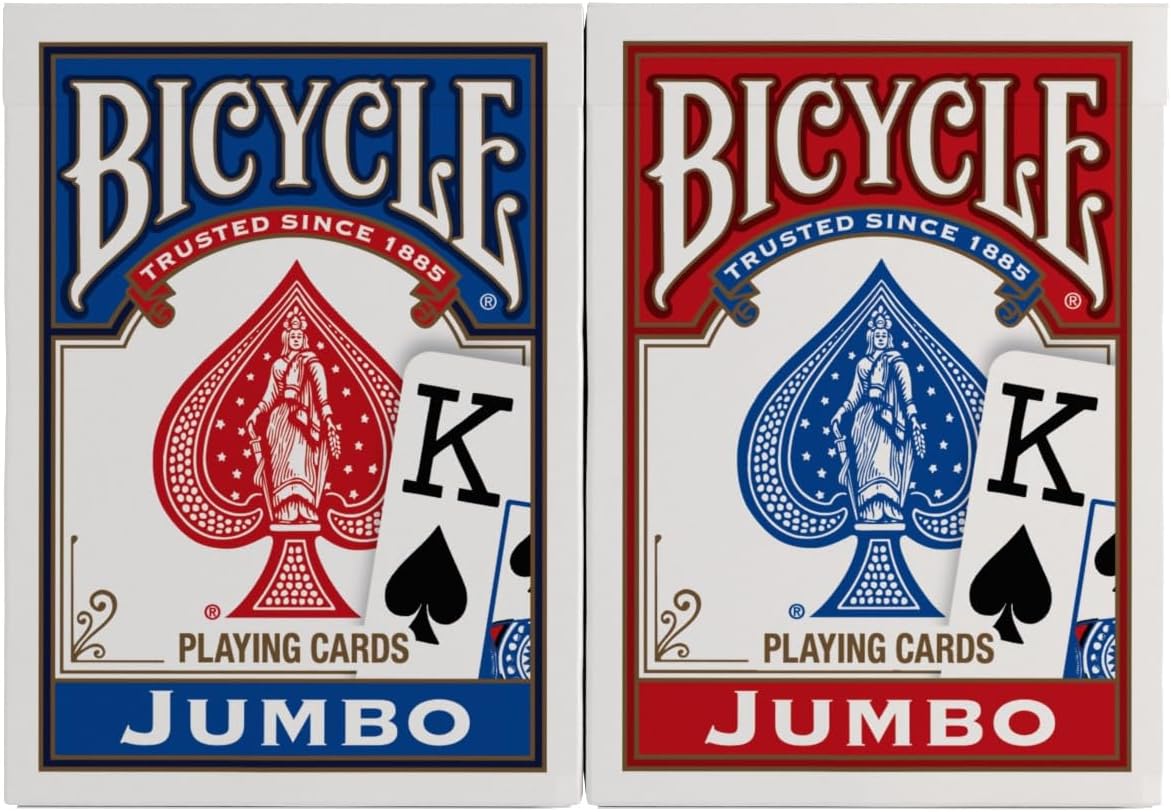 Bicycle Jumbo Index Playing Cards , 2 Pack Large Print Poker Size Deck of Cards for Easy Reading, Family Card Games, and Casino Play - Image 2