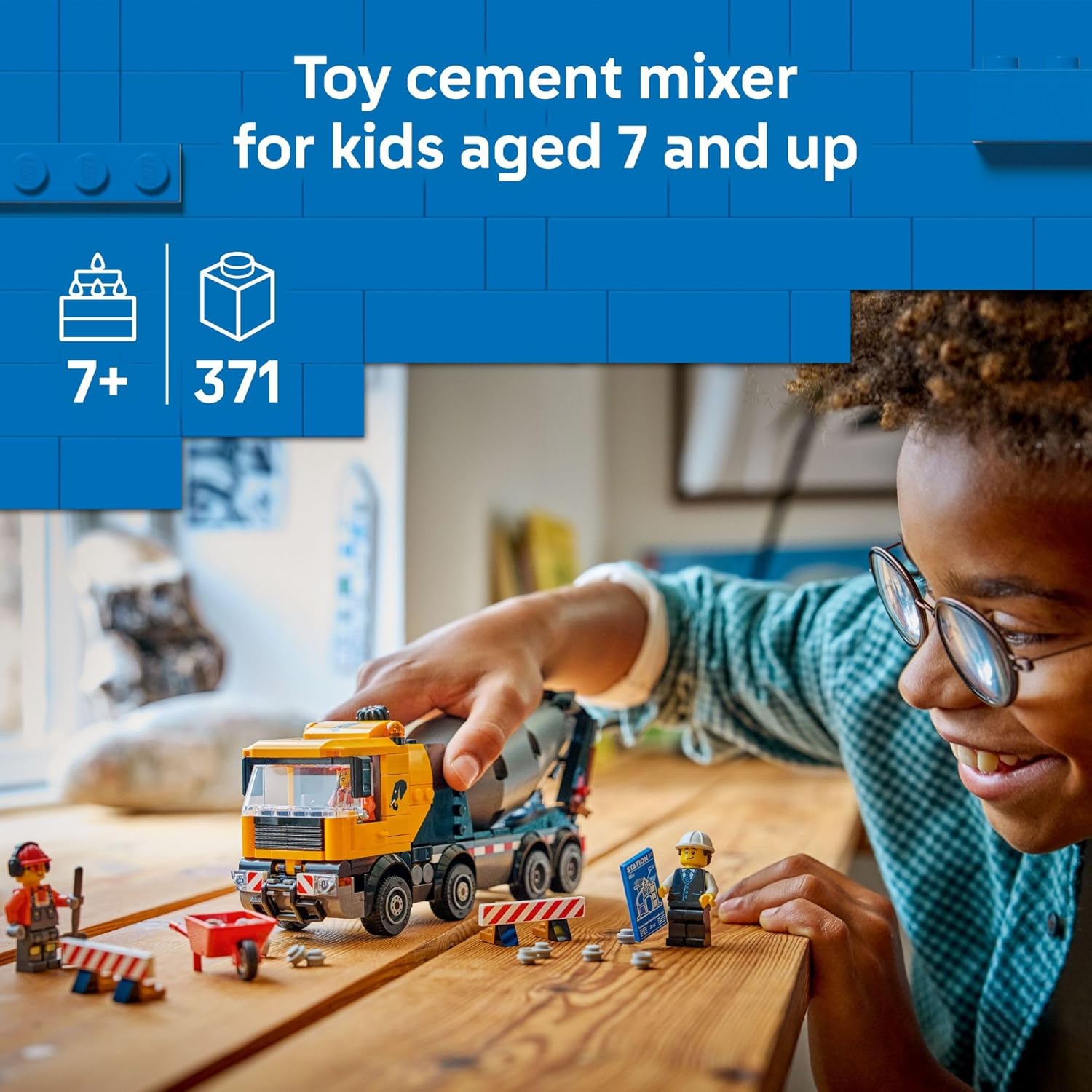 LEGO City Cement Mixer Truck Building Toy for Boys & Girls, Ages 7+ - Pretend Play Construction Toy W/Rotating Drum & 3 Worker Minifigures - Gift Idea for Birthdays - 60478 - Image 2