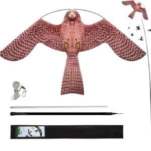 Bird Hawk Flying Kite with Pole Crops Farm Protector Bird Scarer Flying Kite with 4m Pole-Style A